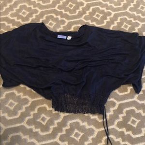 Navy linen top crochet bottom